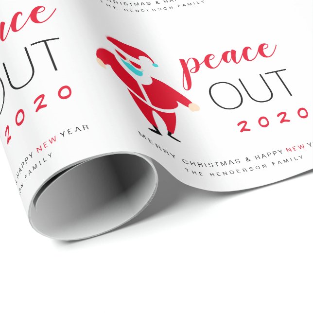 Papier Cadeau père Noël Mask Peace Out 2020 Funny Christmas (Coin rond)