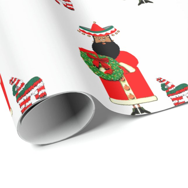 Papier cadeau Père Noël mexicain (Coin rond)