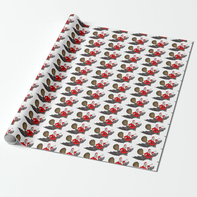Papier Cadeau Père Noël Monte Une Chauve (Déroulé)