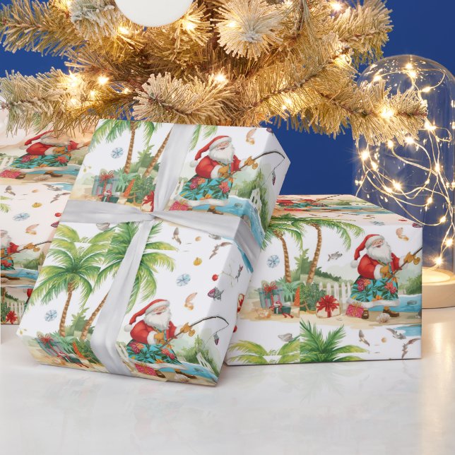 Papier Cadeau Père Noël Noël Pêche en été (Vacances)