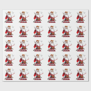 Papier Cadeau Père Noël Noël Père Noël Art Japonais Samouraï 