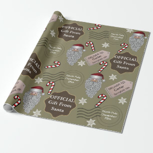 Papier Cadeau Père Noël officiel w/Name et emplacement