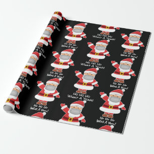 Papier Cadeau Père Noël pandémique avec personnalisation noir