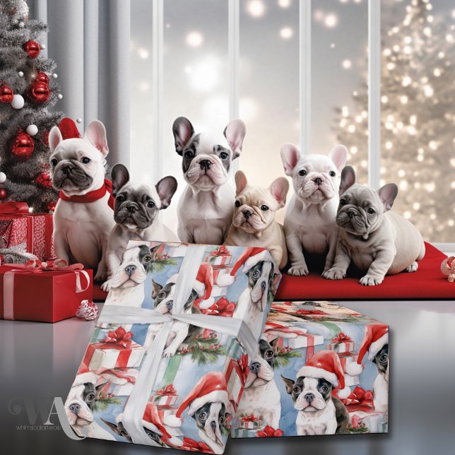Papier Cadeau Père Noël Paws Christmas Wrap Frenchie Edition (Créateur téléchargé)