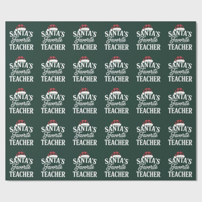 Papier Cadeau Père Noël Professeur Préféré Enseignant Noël Ensei (Plat)