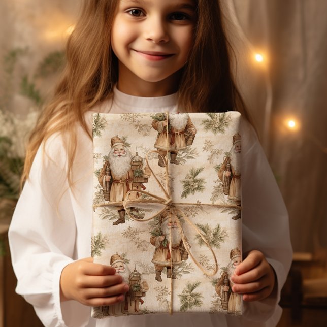 Papier Cadeau Père Noël Retro Gold (Créateur téléchargé)