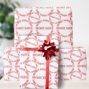 Papier Cadeau Père Noël Secret Cadeau Typographie Rouge et Blanc