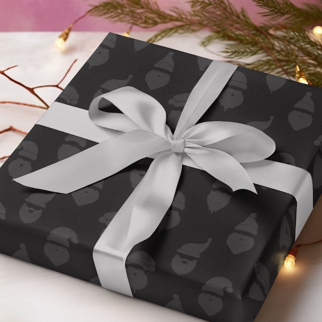 Papier Cadeau Père Noël Silhouette moderne Monotone Noir Noël (Créateur téléchargé)