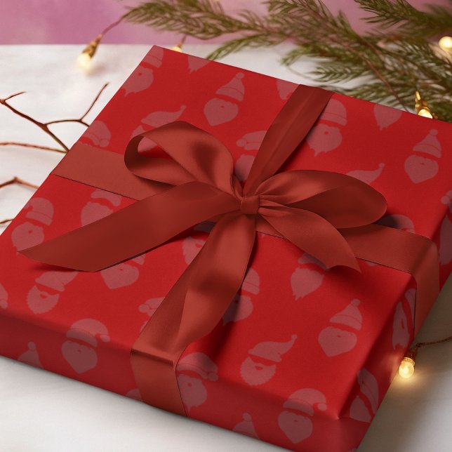 Papier Cadeau Père Noël Silhouette moderne Monotone Rouge Noël (Créateur téléchargé)