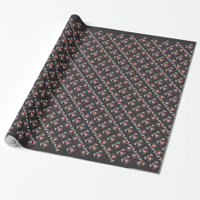 Papier Cadeau Père Noël Skull - Joyeux Noël (Déroulé)