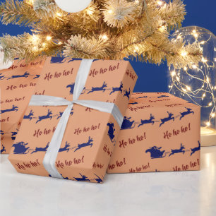 Papier Cadeau Père Noël Sleigh Reindeers Ride Noël sans couture