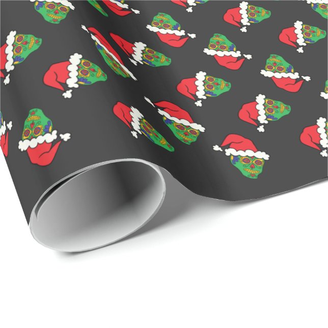 Papier Cadeau Père Noël Sugar Skull (Coin rond)