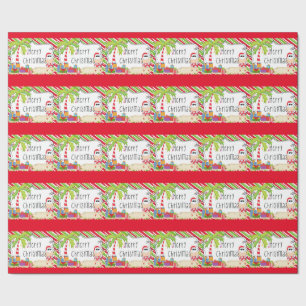 Papier Cadeau Père Noël sur la plage