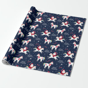 Papier Cadeau Père Noël sur Unicorne