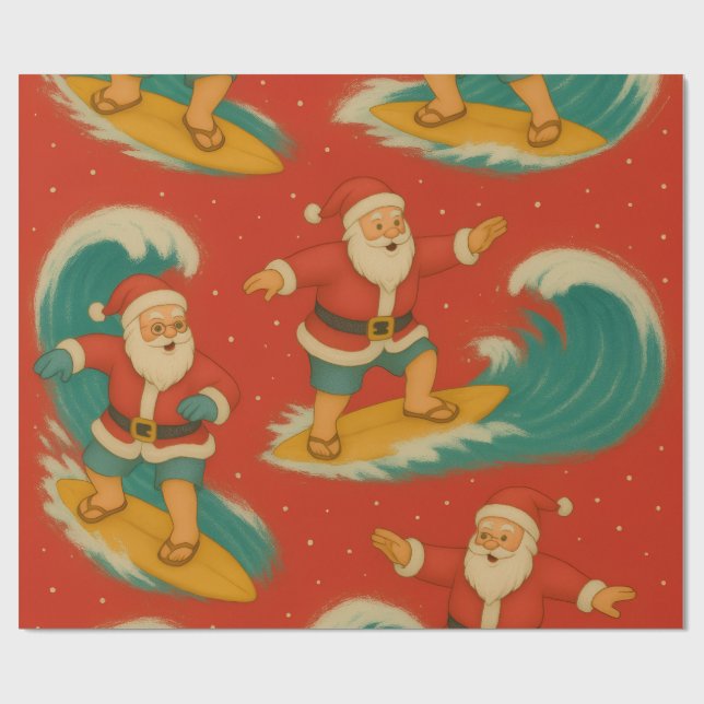 Papier Cadeau Père Noël Surf's Up (Plat)
