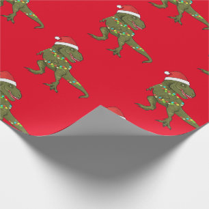 Papier Cadeau Père Noël T-Rex Dinosaur Papier d'enveloppement No