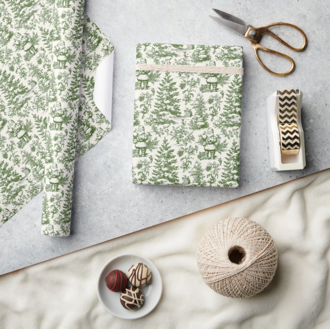Papier Cadeau Père Noël Toile de Noël Verte (Artisanat)