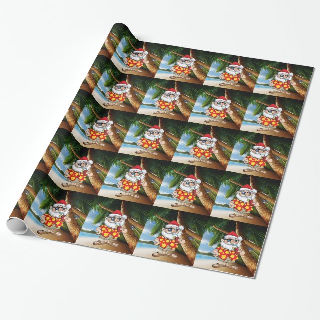 PAPIER CADEAU PÈRE NOËL TROPICAL (Déroulé)