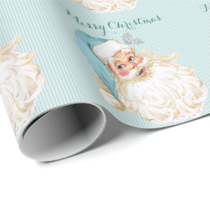 Papier Cadeau Père Noël victorien vintage turquoise