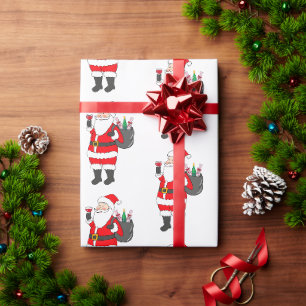 Papier Cadeau Père Noël Vin Rouge Noël Amateur de Vin