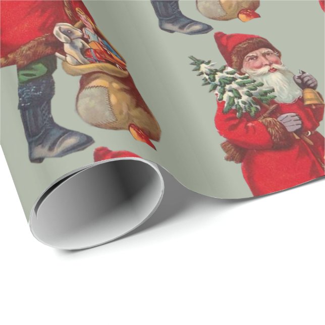 Papier Cadeau Père Noël vintage (Coin rond)