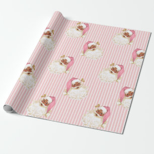 Papier Cadeau Père Noël vintage et Noël à rayures roses