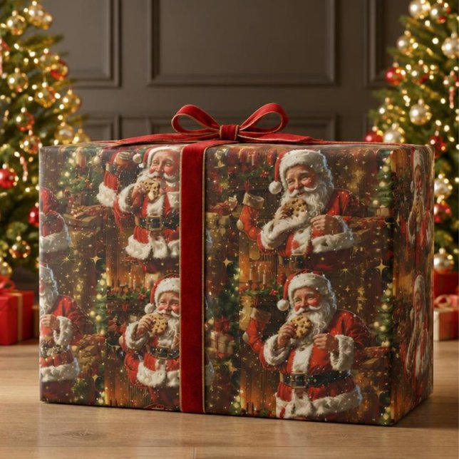Papier Cadeau Père Noël Vintage Noël (Créateur téléchargé)