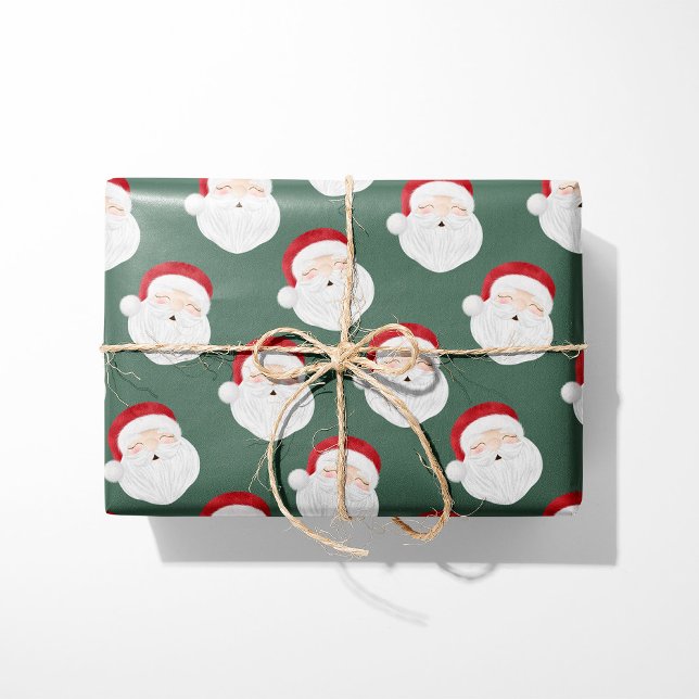 Papier Cadeau Père Noël Vintage Vert (Créateur téléchargé)