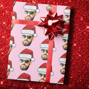 Papier Cadeau Père Noël visage chapeau cadeau de Noël