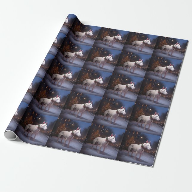Papier Cadeau Période de fêtes de Noël du Bull Terrier (Déroulé)
