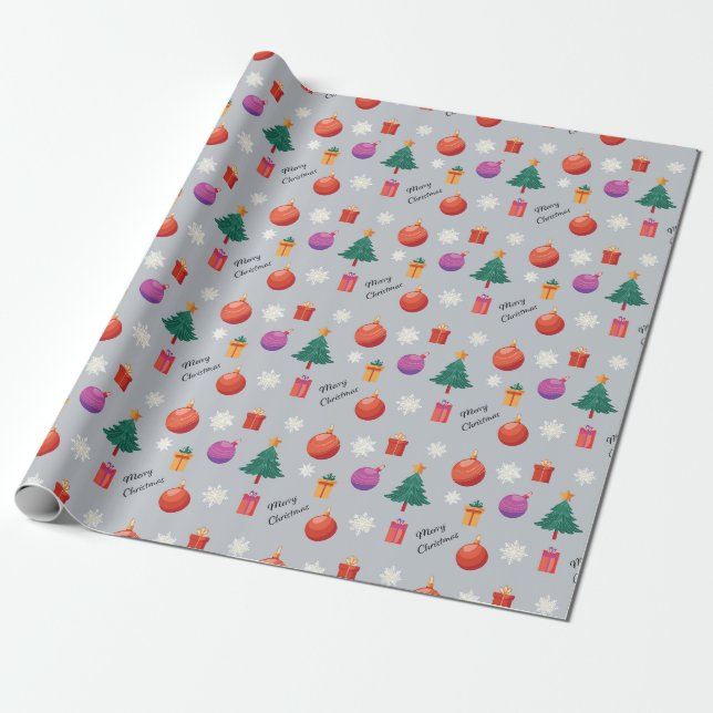 Papier Cadeau Période de vacances de Noël festive  (Déroulé)