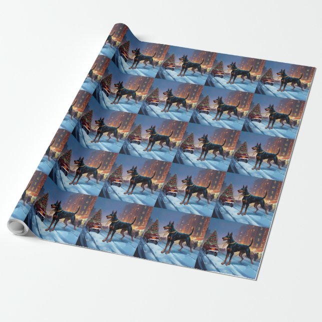 Papier Cadeau Période festive de Noël Doberman (Déroulé)