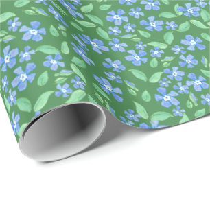 Papier Cadeau Périodes bleues vives personnalisées sur fleurs ve