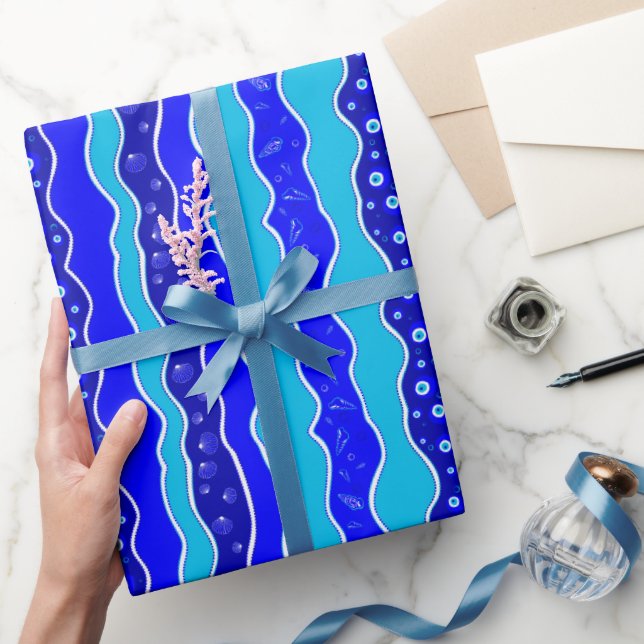 Papier Cadeau Perle de l'oeil de l'huître bleue (Cadeaux)