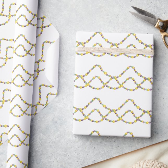Papier Cadeau Perles de Mardi Gras à l'aquarelle (Créateur téléchargé)