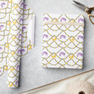 Papier Cadeau Perles de Mardi Gras à l'aquarelle