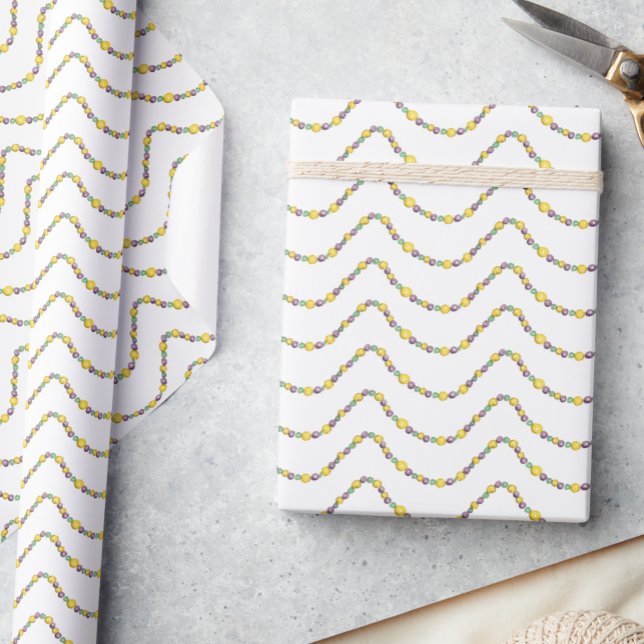Papier Cadeau Perles de Mardi Gras aquarelle (Créateur téléchargé)