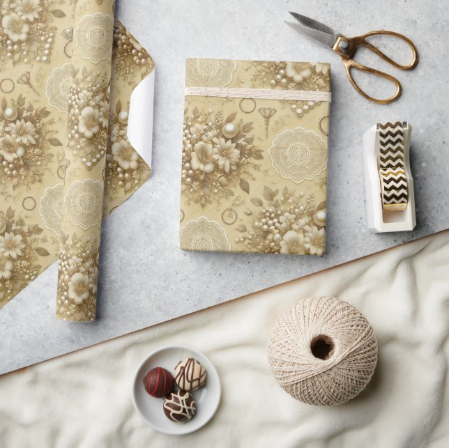 Papier Cadeau Perles florales traditionnelles et Mariage de dent (Artisanat)