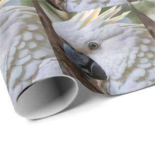 Papier Cadeau Perroquet de Cockatoo australien blanc,