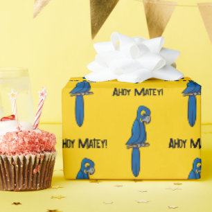 Papier Cadeau Perroquet Pirate Ahoy Matelot Dessin Animé, Oiseau