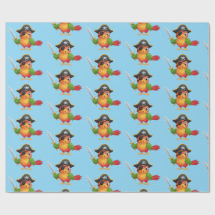 Papier Cadeau Perroquet pirate de dessin animé mignon