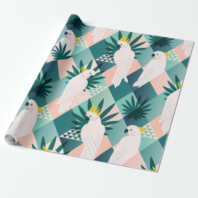 Papier Cadeau Perroquet sur Palm 1 (Déroulé)