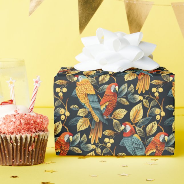 Papier Cadeau Perroquet vintage (Fête d'anniversaire)