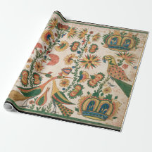 Perroquets et paons Papier d'enveloppement d'art V