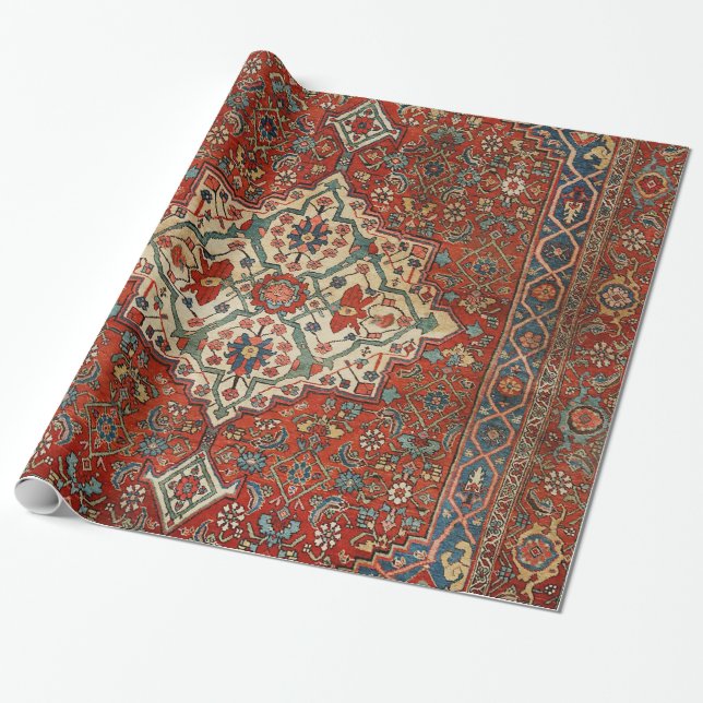 Papier Cadeau Persia Bijar Royal Red Blue Green  (Déroulé)