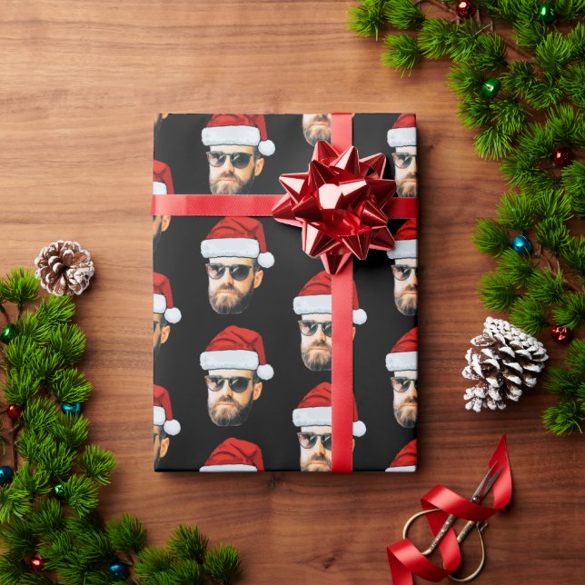 Papier Cadeau Personalised Face Santa Hat Gift Wrap, Funny Face (Cadeau de vacances)