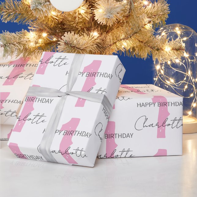 Papier Cadeau Personalised Pink 1st 2nd 3rd 10th Birthday Party (Vacances)