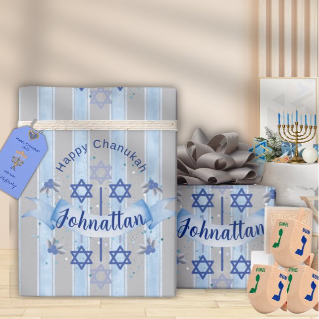 Papier Cadeau Personalize Chanukah Elegant Wrapping Paper (Créateur téléchargé)