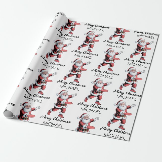 Papier Cadeau Personalized Christmas Disc Golf Santa Claus       (Déroulé)