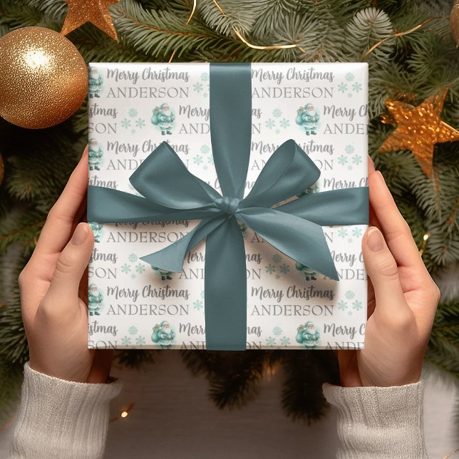 Papier Cadeau Personalized Christmas Wrapping Paper (Celebrate someone special this holiday with this cute personalized Santa wrapping paper!)